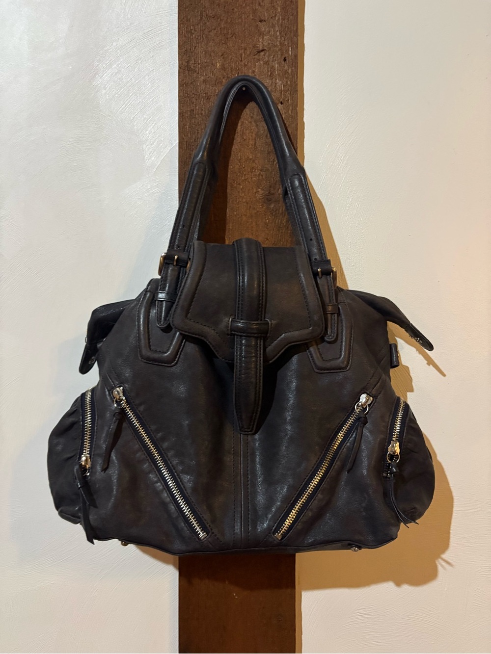 Botkier Large Pebbled Leather Handbag,  navy Blue, Very Nice!